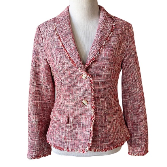 Banana Republic Pink Tweed Blazer w/Frayed Edges - Picture 1 of 8